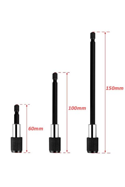 kölner wertec 3 Parça Bits Uç Uzatma Adaptörü Matkap Uç Manyetik Uzatma 6 cm 10 cm 15 cm