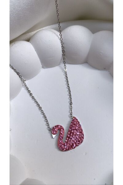 Accessories البجعة الصلب قلادة اللون الوردي