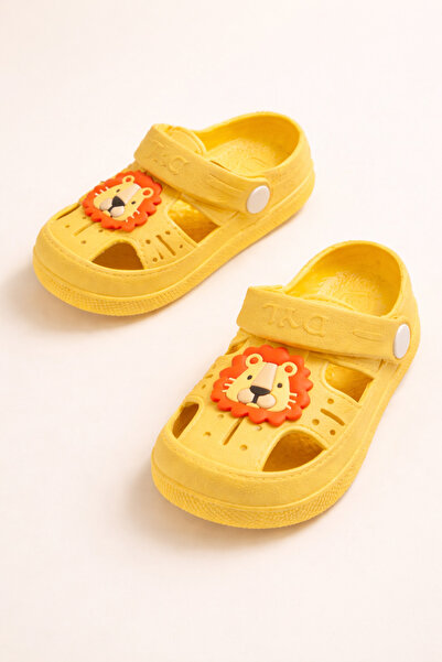 Xilway Unisex Çocuk Sarı Hayvan Figürlü Günlük Kaydırmaz Taban Sandalet Terlik