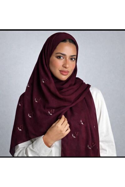 Veil Designer Two-layered hijab with embroidery on both sides, Japanese fabri...