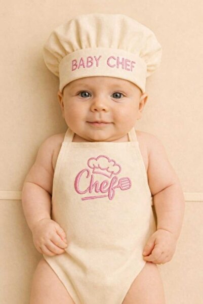 Tly Home Textiles 6-12 AY PEMBE AŞÇI KOSTÜMÜ-BEBEK AŞÇI KONSEPT-FOTOĞRAF ÇEKİ...