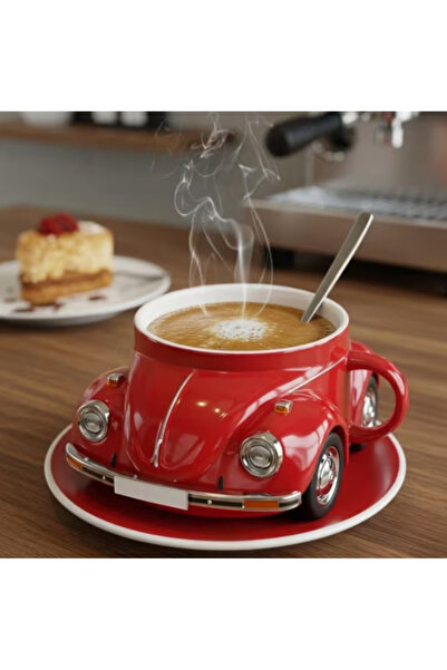 esdekor 【Red】1Pc Creative Design Car-Shaped Coffee Cup, Colorful Resin