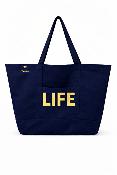 TWINTICKS كانفاس جولد سлогان مطبوع سبورتس آند يوجا حقيبة سي - حجم كبير، متين،...