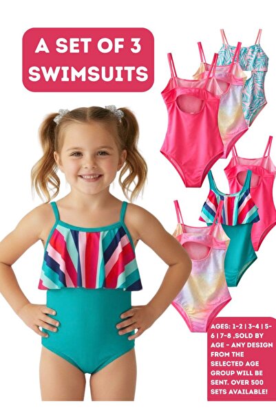 mothers dream UPF 50+ 3 Pieces Girls Swimsuit Set