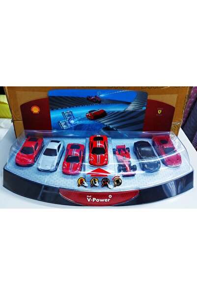 SHELL 2010 V-Power x Ferrari 7 Model Araba Stand & Vitrin Seti