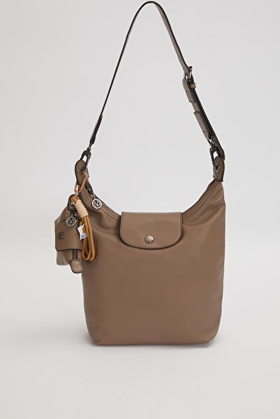 Levidor Gray Wide Zip Detail Shoulder Bag
