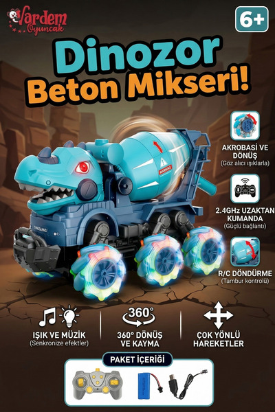 craftivio Vardem Oyuncak Uzaktan Kumandalı Işıklı Müzikli Şarjlı 360 Derece D...