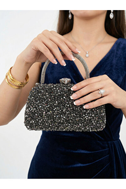 Çanta Trend Women's Crystal Stone Handbag and Chain Shoulder Strap Bag