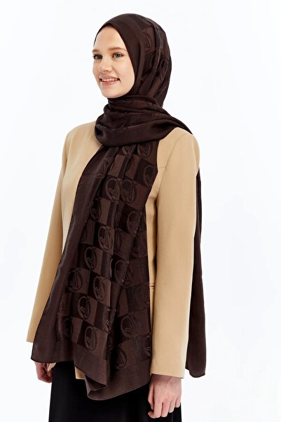 Valentino Orlandi Alia Şal - New Dama Patterned - Bitter Coffee