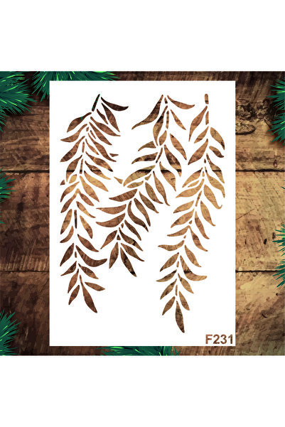 STENCİLTASARIM Stencil Tasarım F231 Yaprak Stencili . Duvar, Ahşap, Cam, Kuma...