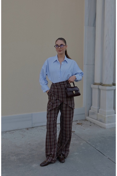 By ÖTE Παντελόνι Καρό με σάλι στη μέση