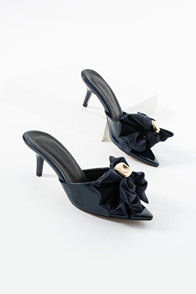 diclepolat Pantofi de damă bleumarin cu fundă și vârf ascuțit toc stiletto u ...