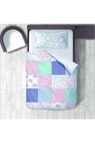 instababyrooms غرفة الأطفال قطن لوج طقم غطاء لحاف ملاءة سرير سيز رينبو رقم 50035