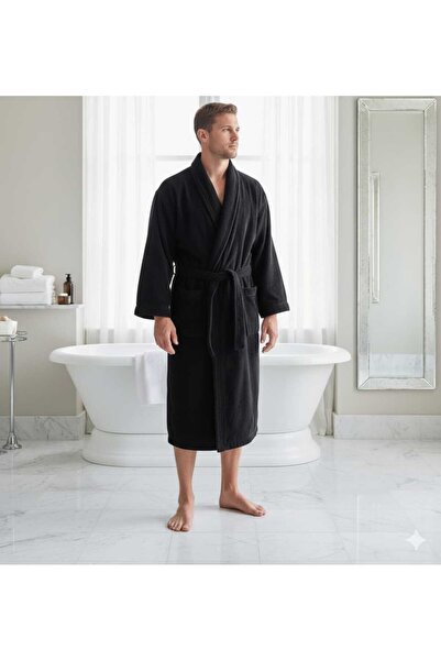 Saret Home رداء حمام مجعد، رداء حمام بياقة شال، رداء حمام للجنسين من القطن بن...