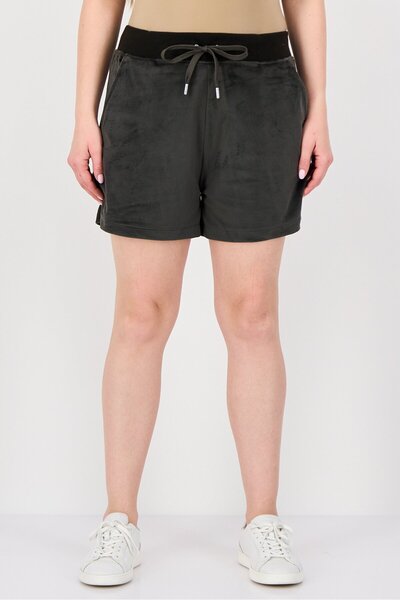 Juicy Couture Women Drawstring Velvet Basic Shorts, Charcoal