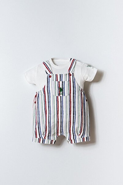 U.S. Polo Assn. 6-36 Months Licensed Us Polo Assn Baby Boy Salopet Set-Ecru