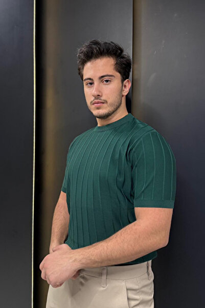 sunfyre ΑΝΔΡΙΚΟ Πλεκτό μπλουζάκι με κοντό μανίκι και κάθετη γραμμή Με σχέδιο ...