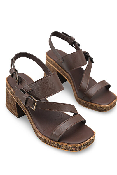 Riccon حذاء نسائي بكعب صندل 0012341 بني