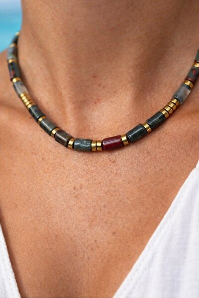 By Song Aksesuar Jasper Natural Stone Necklace