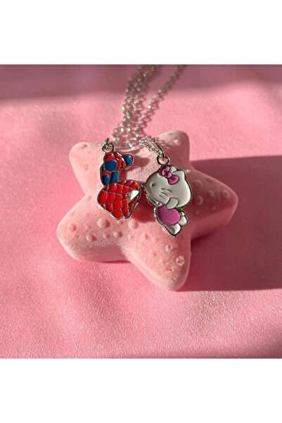 Corvus kolye&bileklik Örümcek Adam ve Hello Kitty çift kolyesi