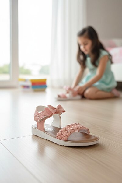 enoch تصميم شريط محبوك وأنيق تفاصيل فيونكة للفتيات العصريات صندل