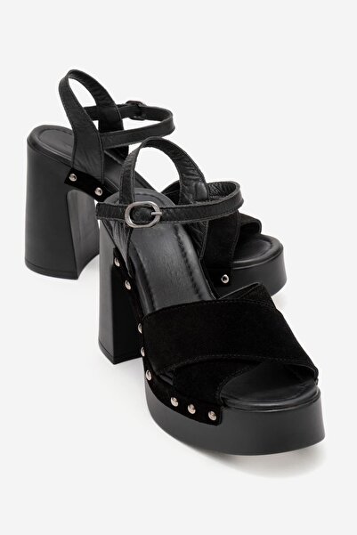 Zeynep Sıradağlı Darrel Women's Genuine Leather Clogs Sandals Black Suede