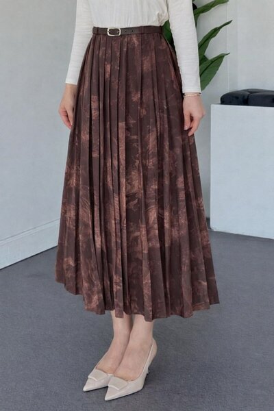 Şulemoda Giyim Belt Dty Chiffon Skirt Brown