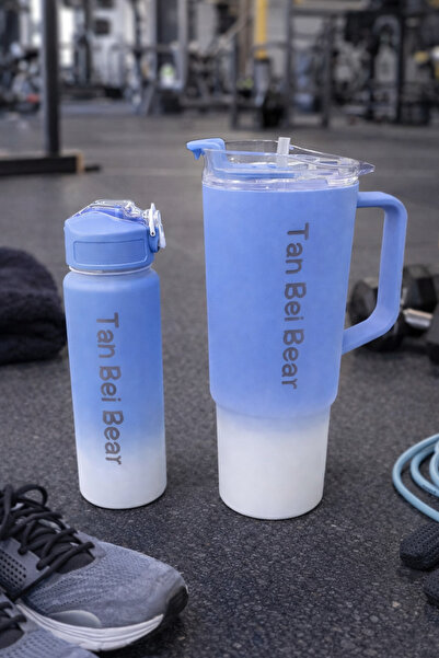 BMHOUSE 2’li Spor Matara Seti Büyük Boy Termos Kupa Araç İçi Bardaklık Uyumlu...