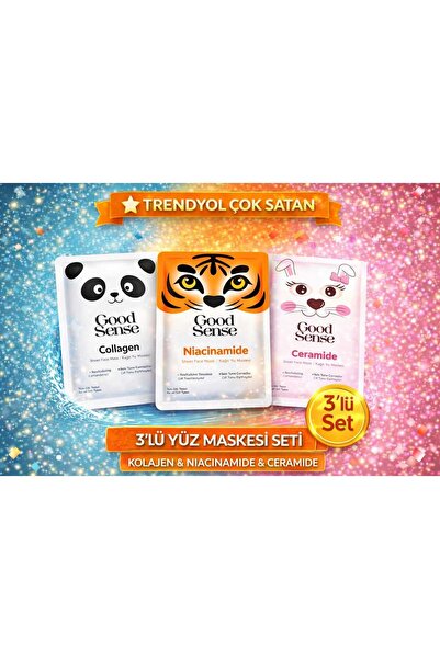 Good Sense 3’lü Hayvan Serisi Kağıt Yüz Maskesi Seti Panda Kolajen-Tiger Niac...