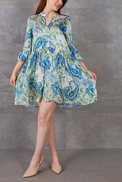 zenne بنقشة إثنية فستان بوهيمي أخضر