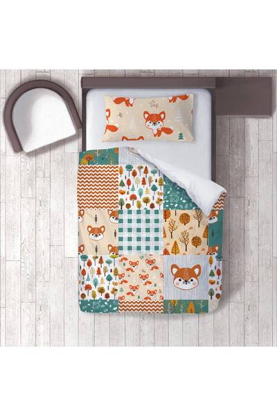 instababyrooms غرفة الأطفال قطن لوج طقم غطاء لحاف ملاءة سرير سيز فوكس آند فورست