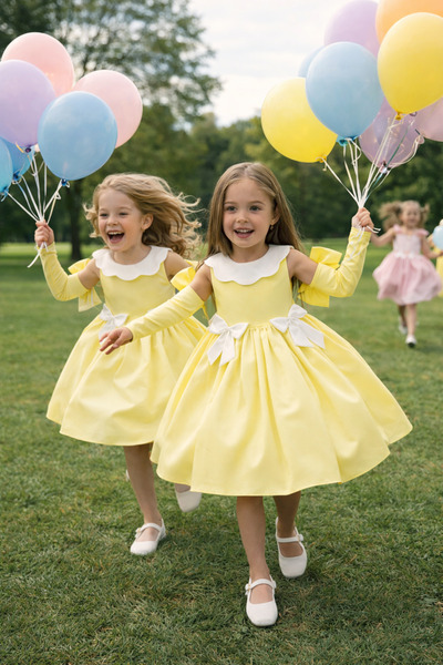 AseLKidsBoutique SATEN KIZ ÇOCUK ELBİSE ELDİVENLİ ÇIKARILABİLİR FİYONK ÖNLÜK ...