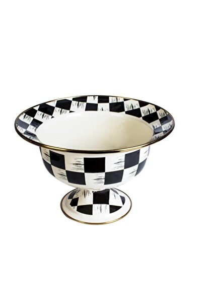 moontime alaçatı Krem ve siyah emaye ayaklı meyvelik, şık ve fonksiyonel tasarım