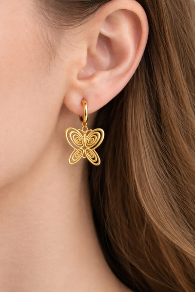 Ressia Füsün Butterfly Earrings Museum of Innocence Steel