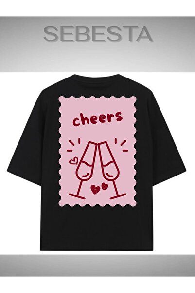 Sebesta Fashion تي شيرت تشيرز مطبوع بريميوم كبير الحجم