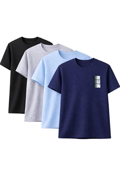 Sweetline Unisex Oversized T-Shirt Run Printed – Pack of 4 Black, Gray, Baby ...