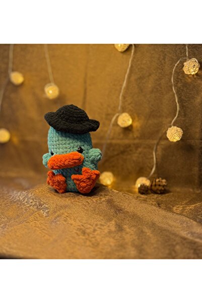 melsgurumi - Perry the Ornitorenk - Amigurumi - 15 cm - Mavi,Turuncu,Siyah