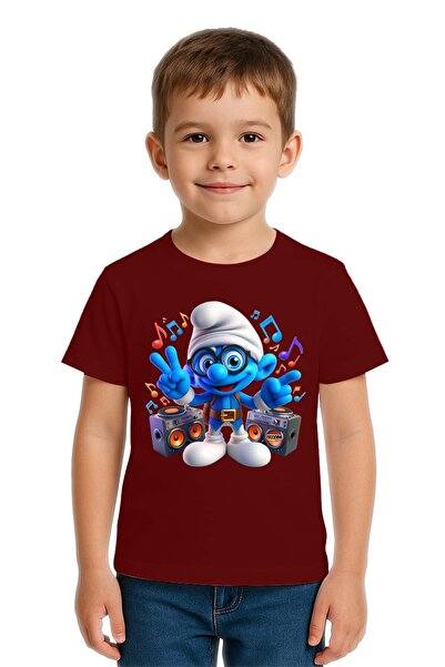 SEDİRLİ Tricou unisex pentru copii Smurfs cu imprimeu bumbac bucăți din bumba...