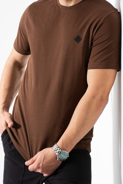 grand coco Bărbați Maro Regular material elastic jerseu simplu Material guler...