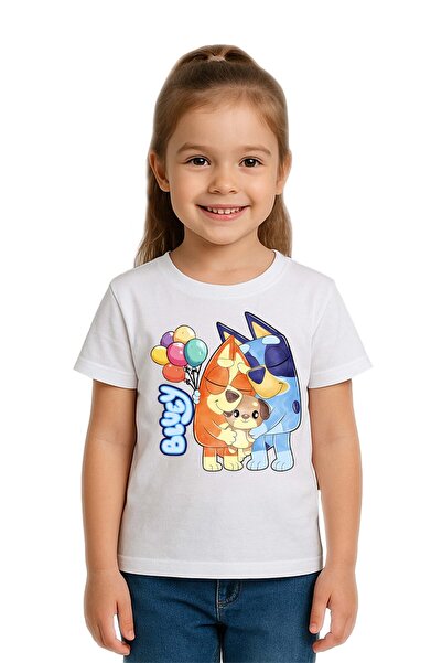 SEDİRLİ Unisex Bluey baskılı Çocuk Tişört pamuklu penye kumaş