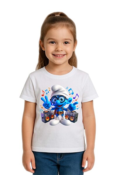 SEDİRLİ Tricou unisex pentru copii Smurfs cu imprimeu bumbac bucăți din bumba...