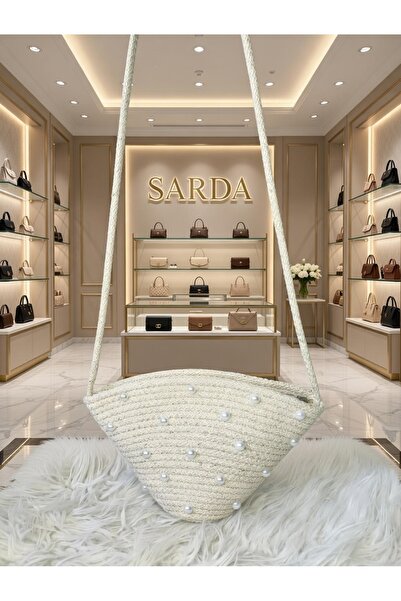 SARDA İncili Hasır Kadın Omuz Çantası – Yazlık Şık Tasarım, Günlük ve Tatil K...