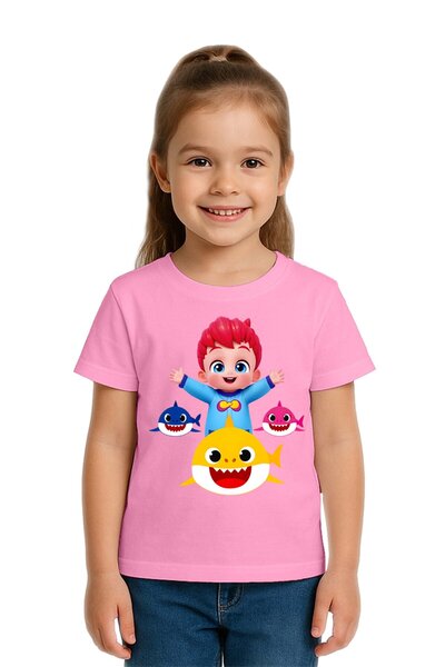 SEDİRLİ Tricou unisex Baby Shark cu imprimeu pentru copii, bumbac bucăți, bum...