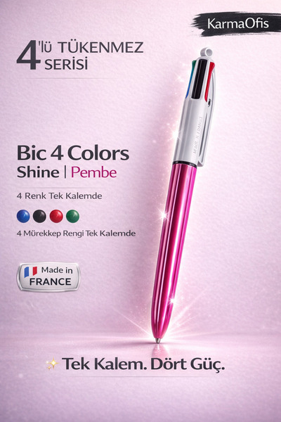 Bic 4 Colors Shine Multicolor Ballpoint Pen Pink