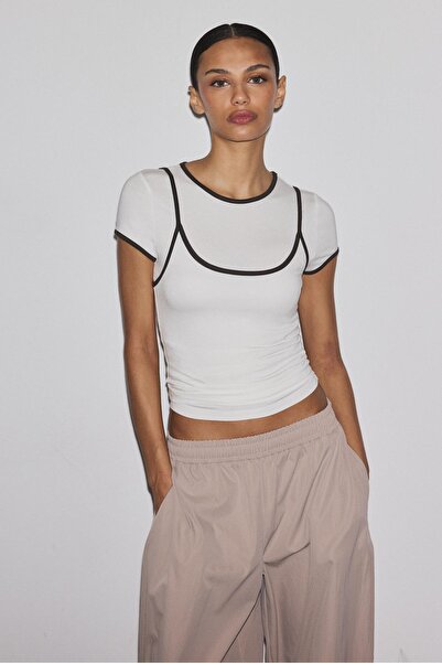 Stradivarius Çift kontrastlı t-shirt