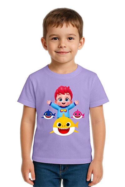 SEDİRLİ Tricou unisex Baby Shark cu imprimeu pentru copii, bumbac bucăți, bum...