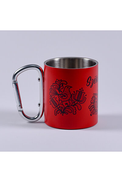 Antok Art AntokArt Metal Mug with Carabiner 200ml - Traditional Motifs - Red
