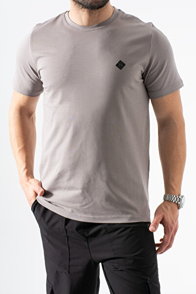 grand coco Men's Dark Gray Regular Stretch Fabric Single Jersey Fabric Crew N...