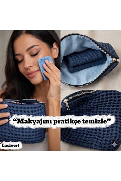 ozlıkaa "Waffle Makeup Bag Pieces + 5-Piece Washable Makeup Removal Pads Set"