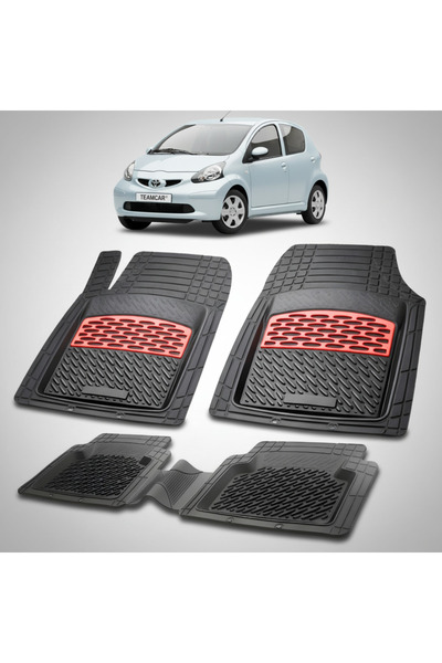 TEAMCAR Πατάκια δαπέδου Toyota Aygo AB10 Συμβατά Hatchback 2005-2008 | Κόκκινα